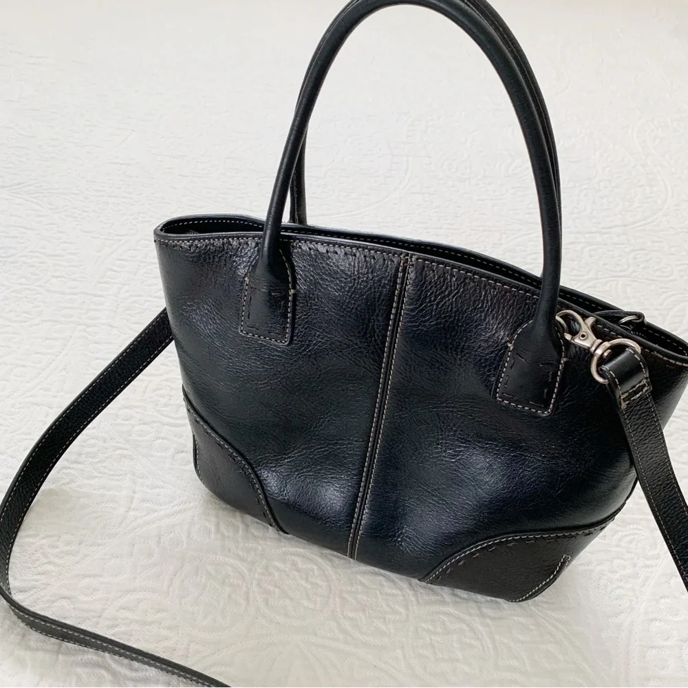 Vintage Fossil Y2K Sedona Leather Satchel Bag Handbag‎ Crossbody, Black